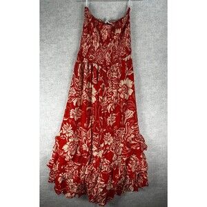 Abel The Label Strapless Maxi Dress Size XL Tiered Floral Resort Beach Smocked